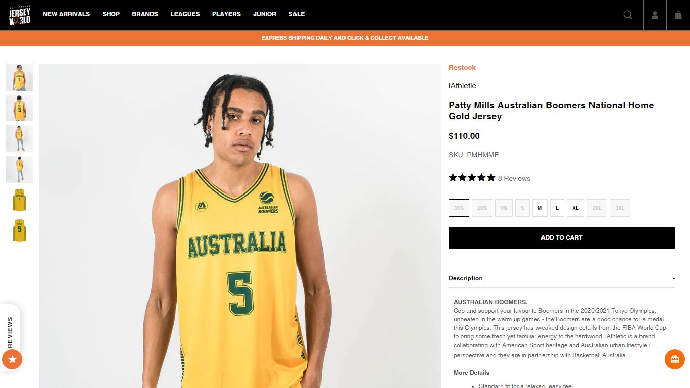 Patty Mills Australian Boomers National Home Gold Jersey