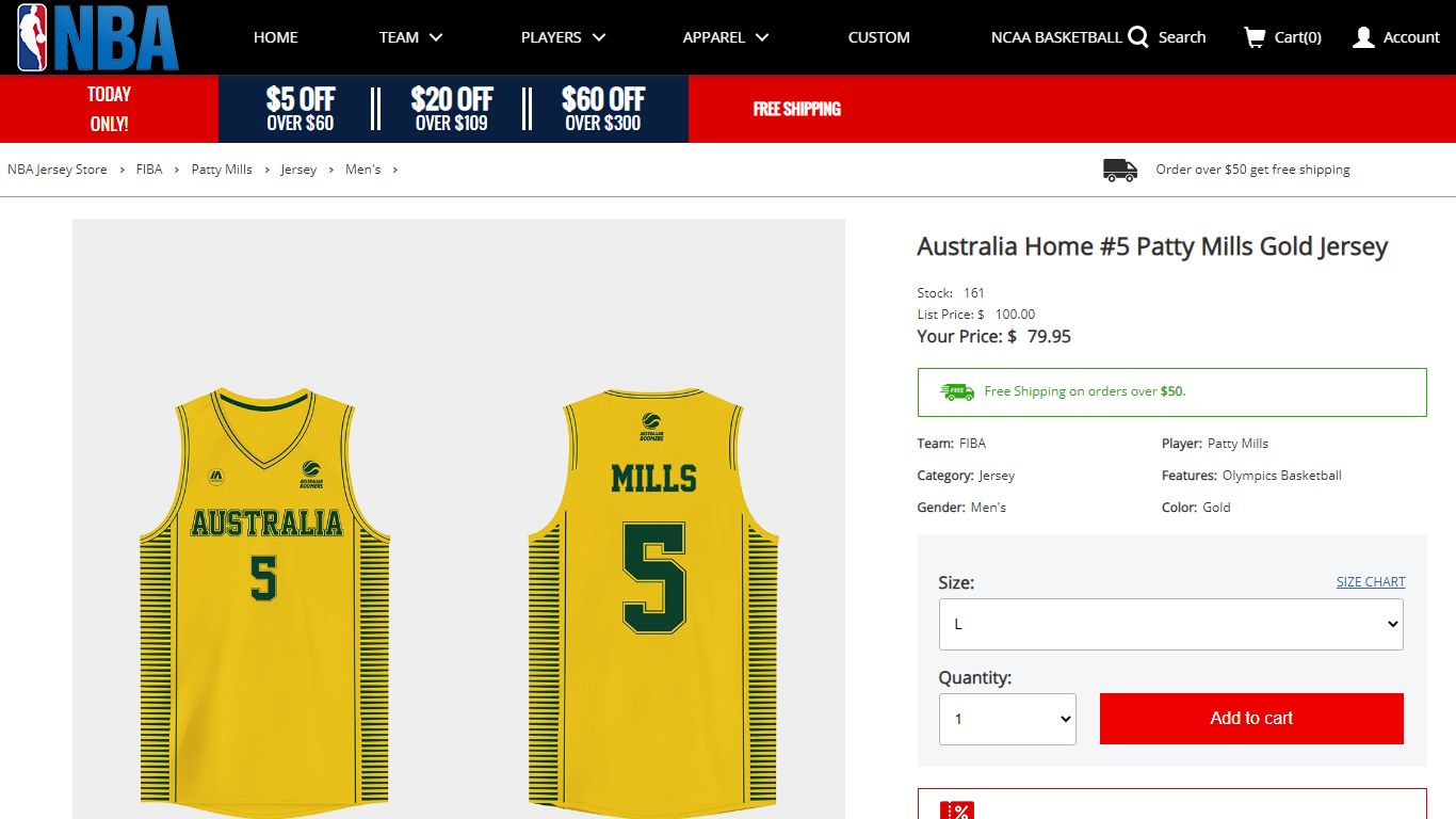 Home Australia Patty Mills Jersey Gold - nbagearstore.cc